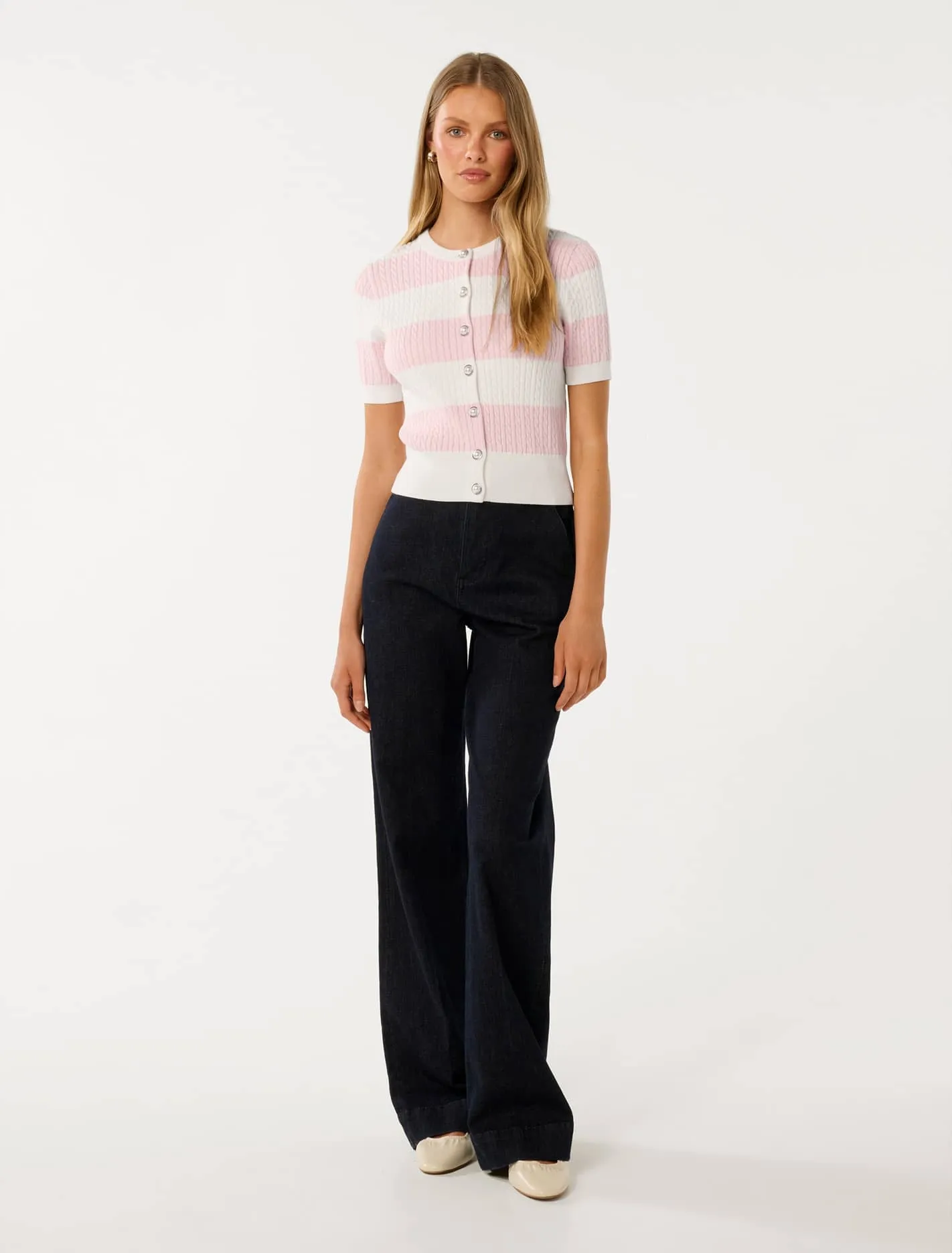 Annika Striped Cable Knit Top