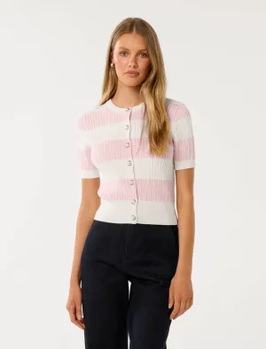 Annika Striped Cable Knit Top