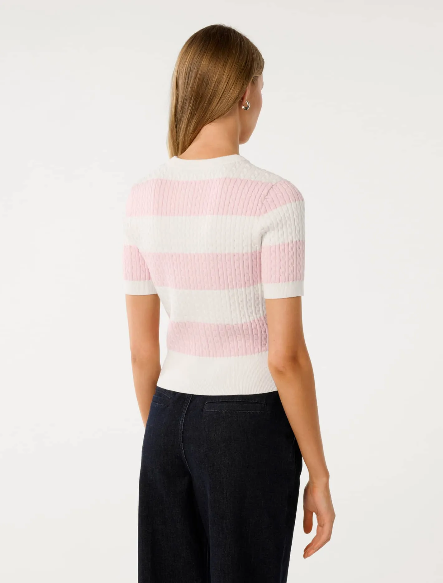 Annika Striped Cable Knit Top