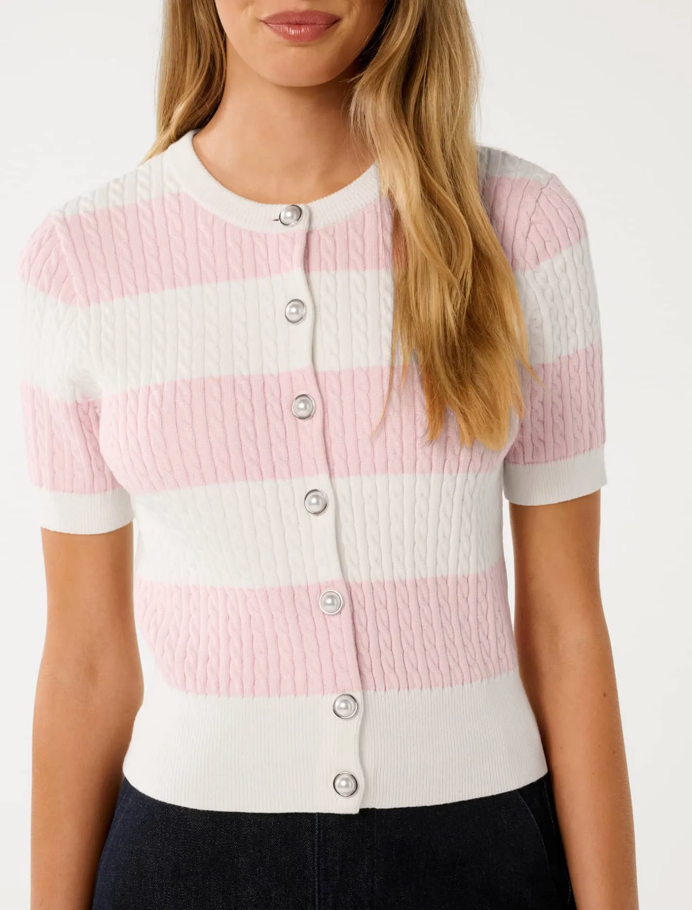 Annika Striped Cable Knit Top