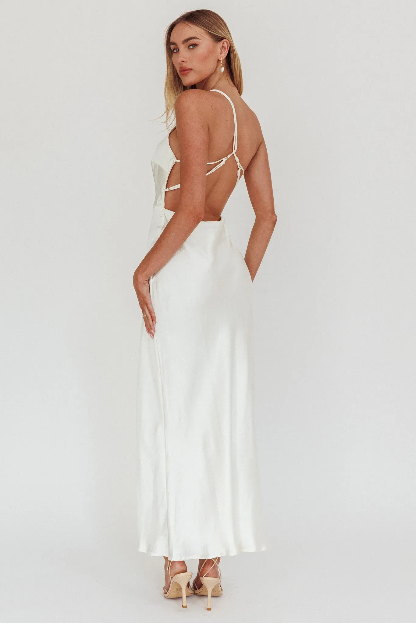 Aubrianna One-Shoulder Strappy Back Dress White