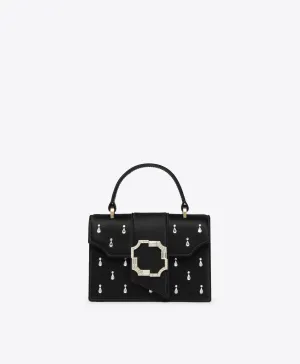Audrey Black Satin Embellished Mini Handbag