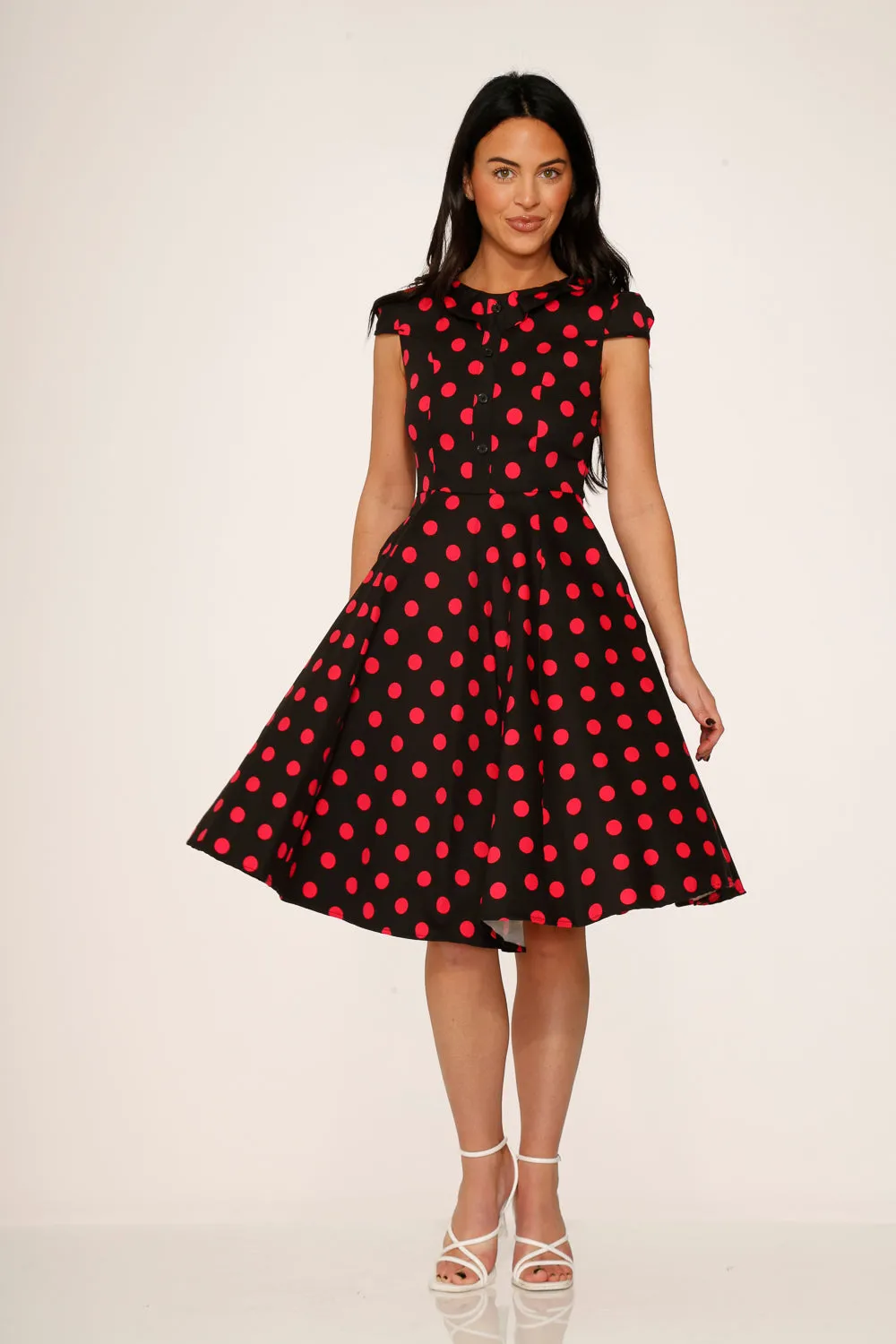 Black & Pink Polka Dot Swing Dress