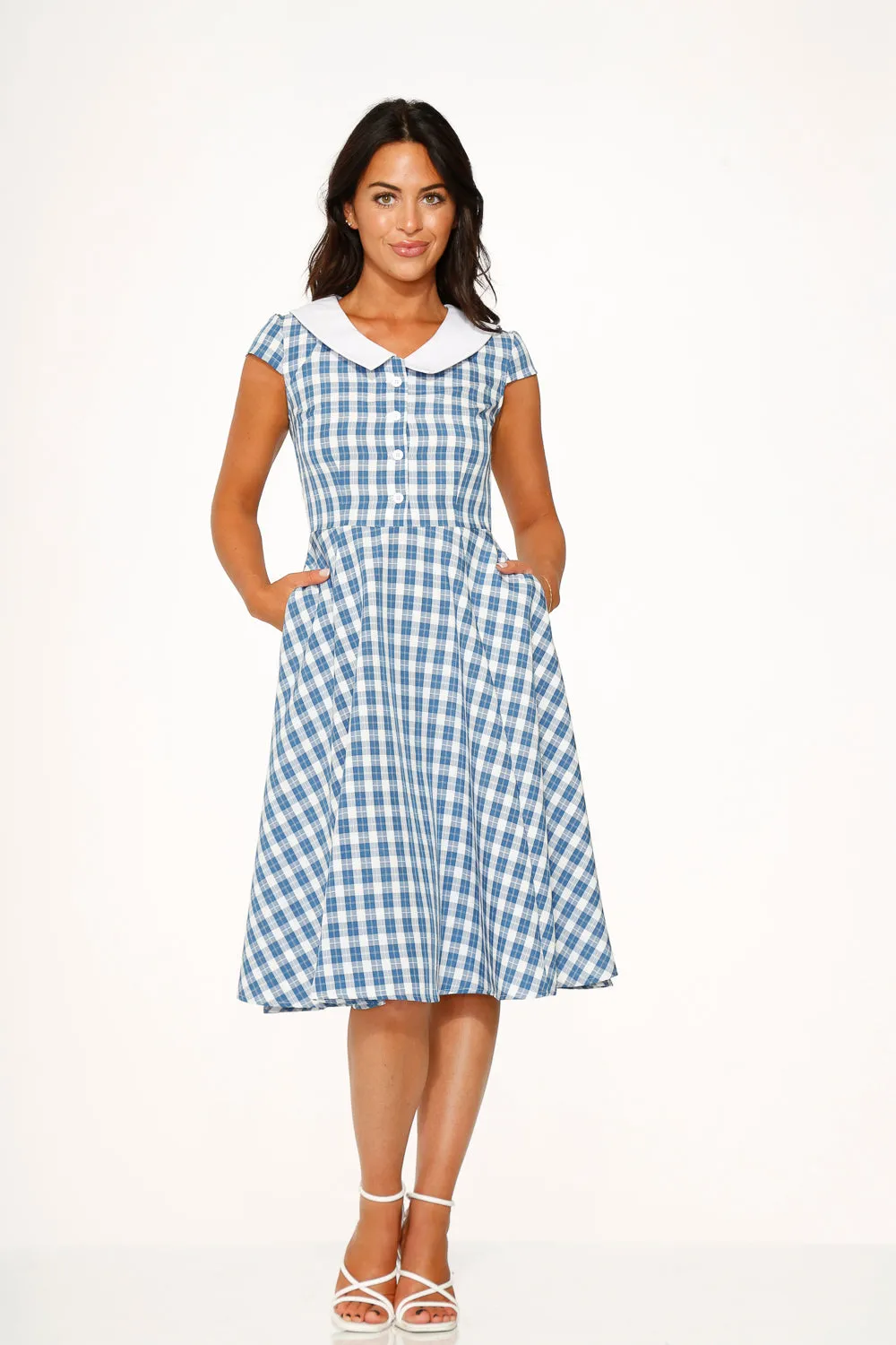 Blue Checker Swing Dress