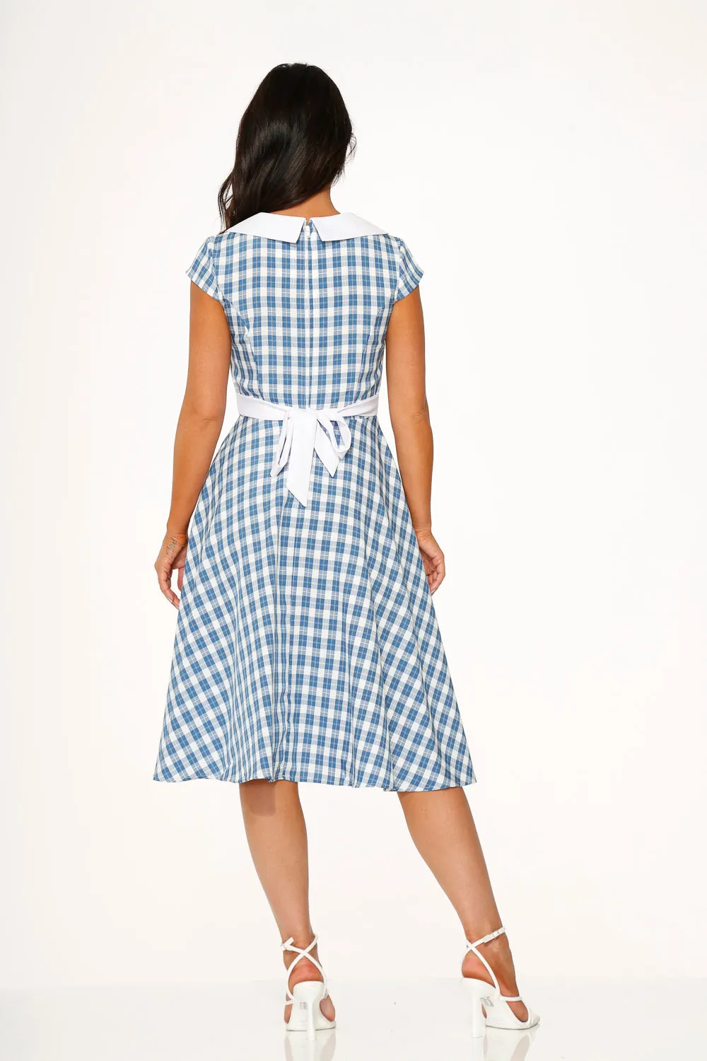 Blue Checker Swing Dress