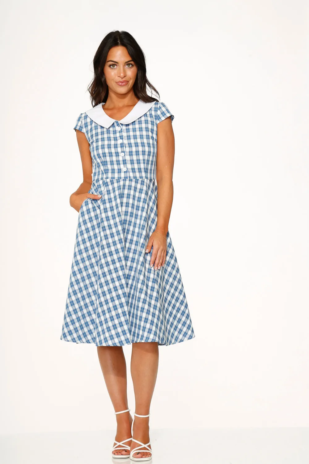 Blue Checker Swing Dress