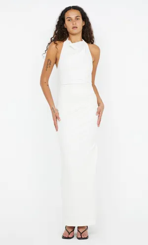 BRYNN HALTER MIDI DRESS - WHITE