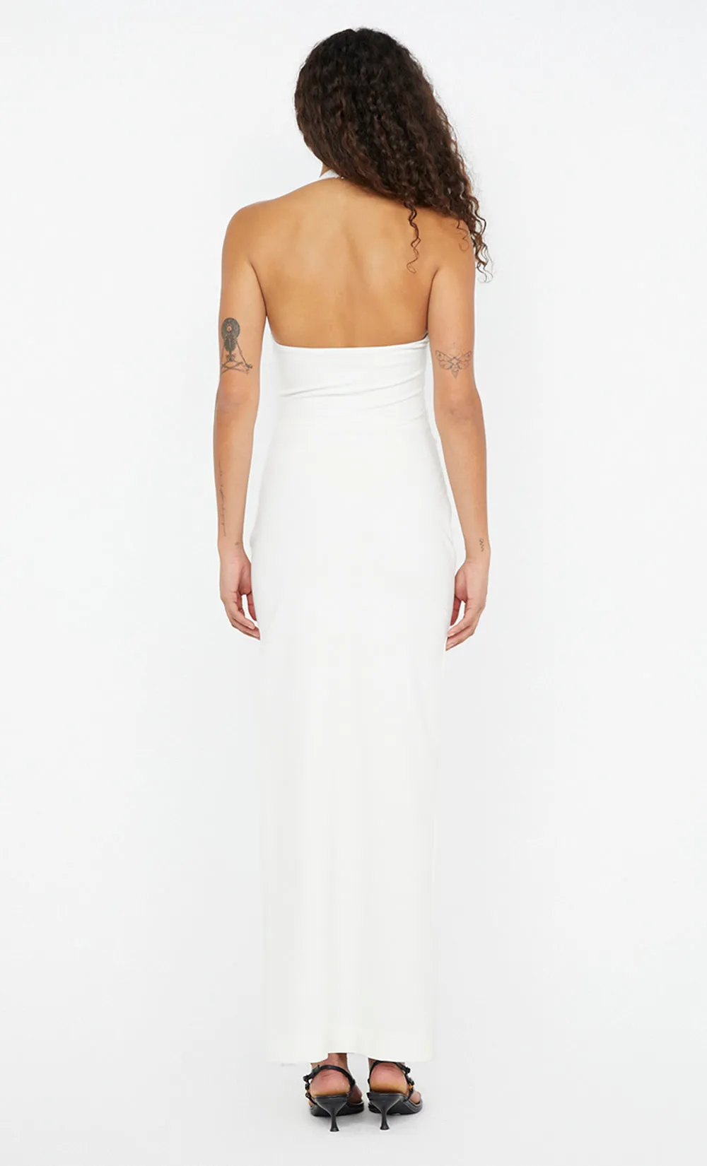 BRYNN HALTER MIDI DRESS - WHITE