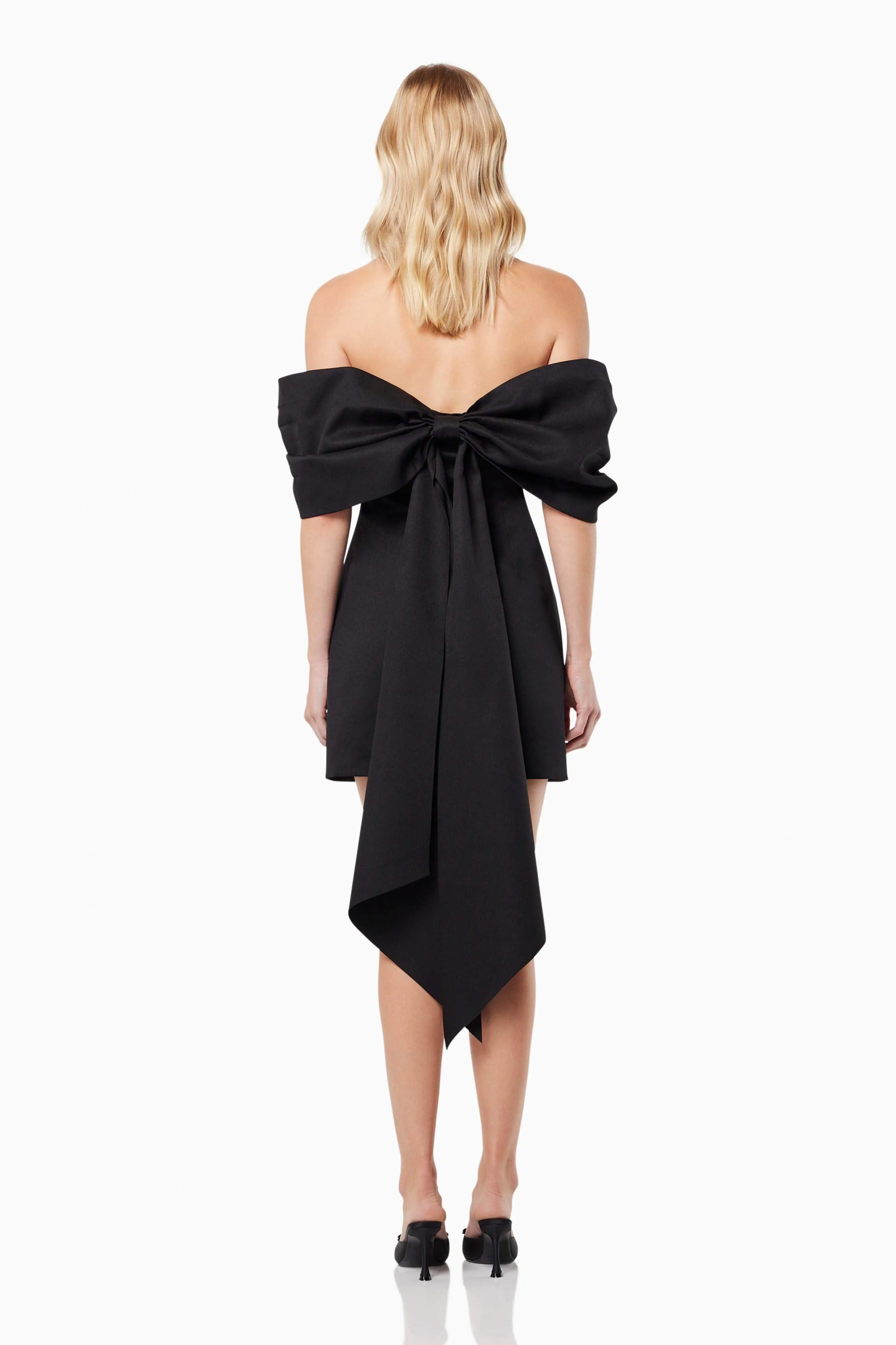 Calypso Bow Detail Mini Dress In Black
