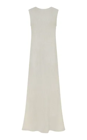 Carling Maxi Dress in Ivory Plisse Silk