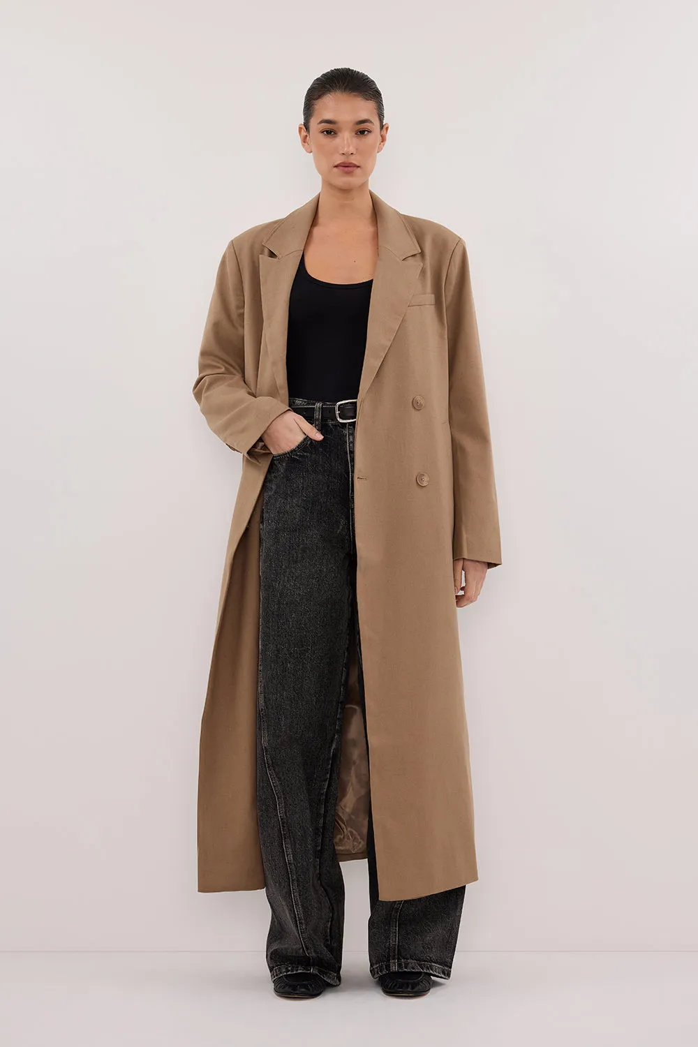 CELINA TAN WOOL BLEND COAT