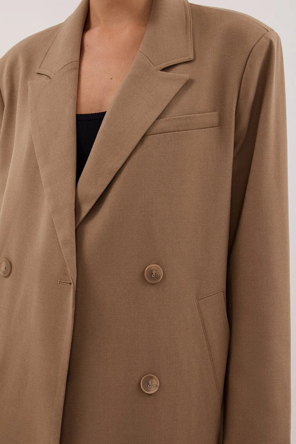 CELINA TAN WOOL BLEND COAT