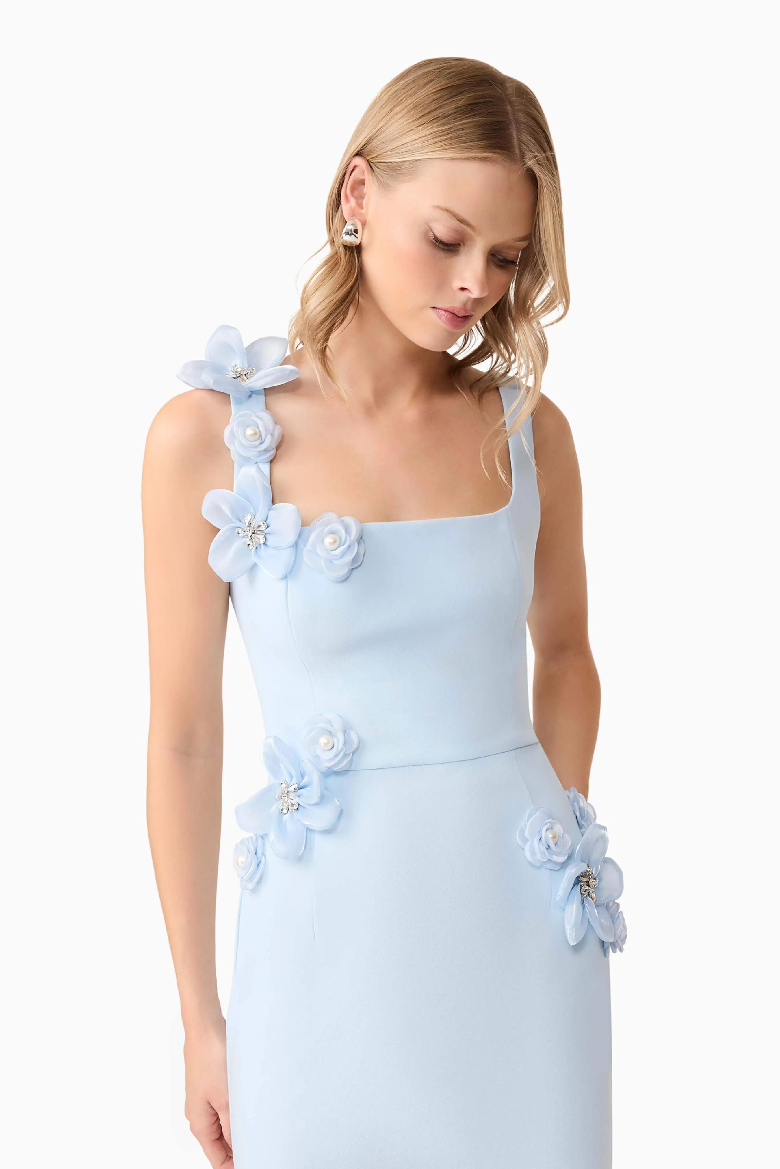 Chantelle 3D Midi Dress In Blue