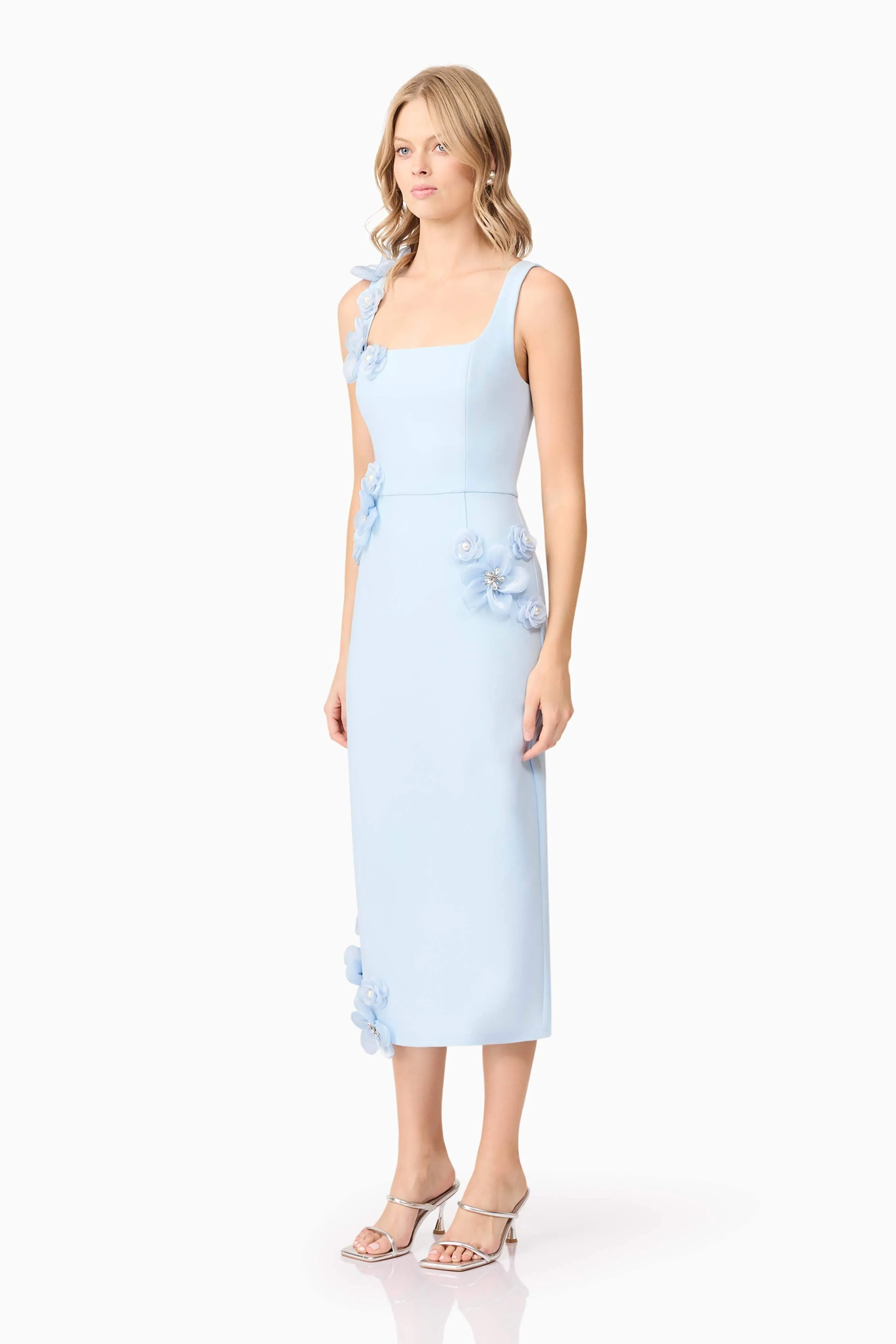 Chantelle 3D Midi Dress In Blue