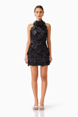 Cherry Blossom Mini Dress in Black