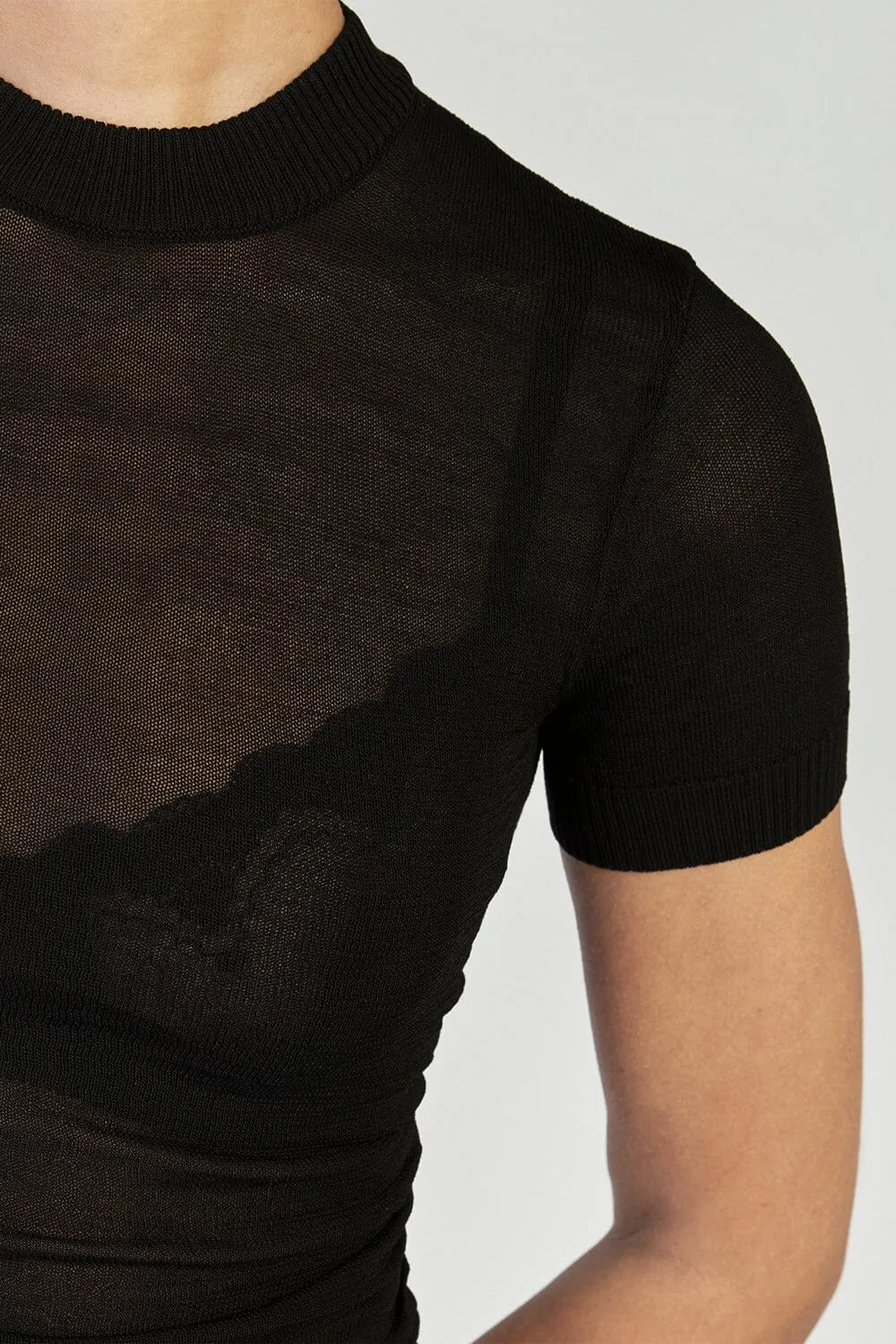 CONSTANCE BLACK CAP SLEEVE KNIT TOP