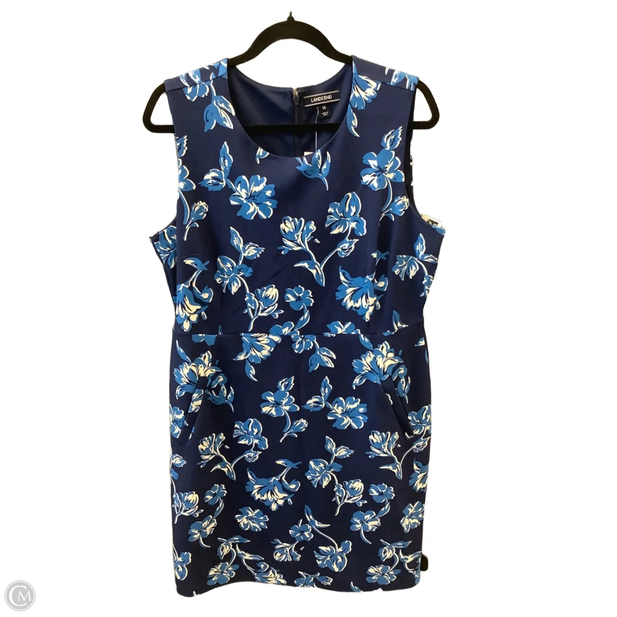 Dress Casual Midi By Lands End In Blue, Size: Xl