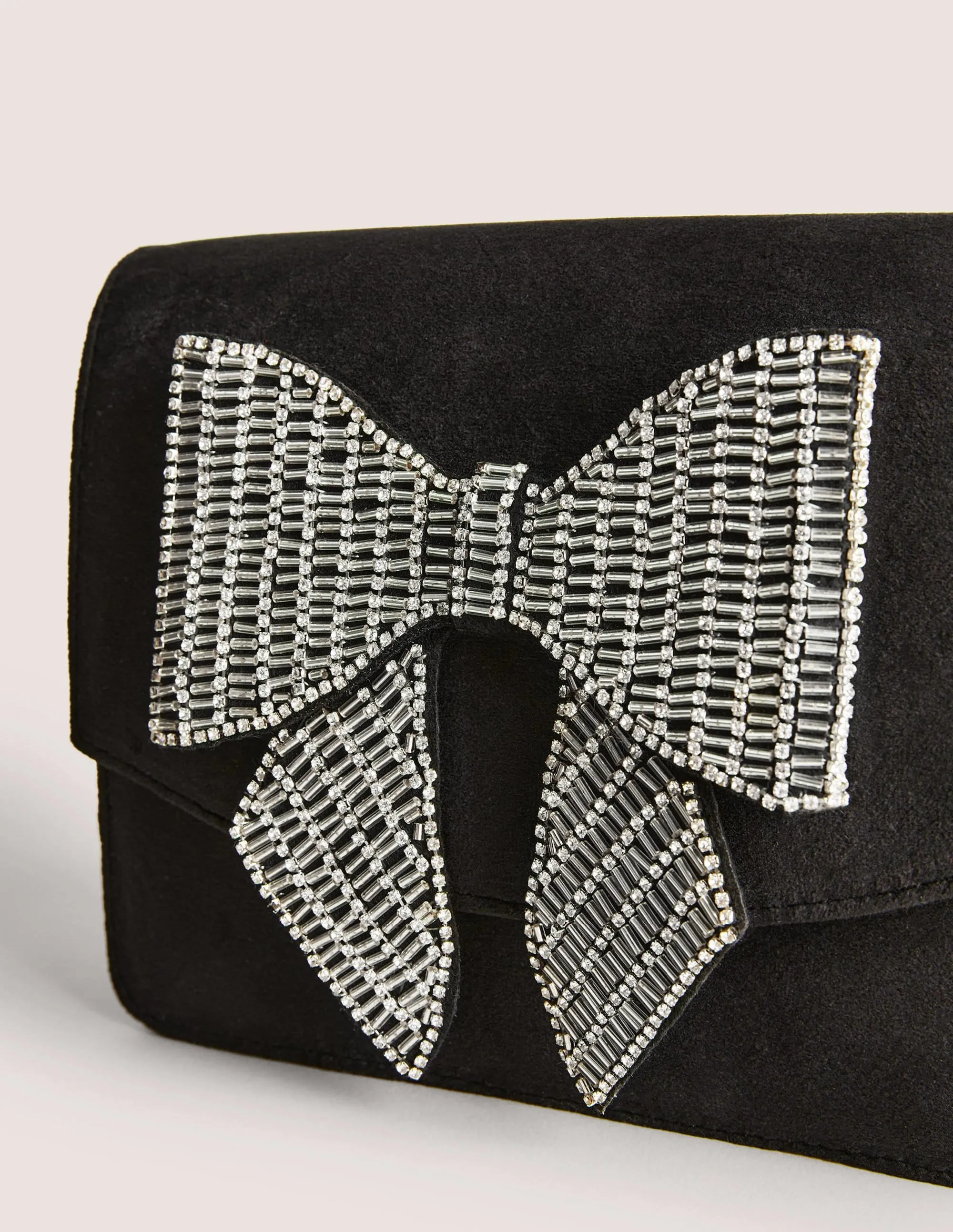Embellished Velvet Bag-Black Bow