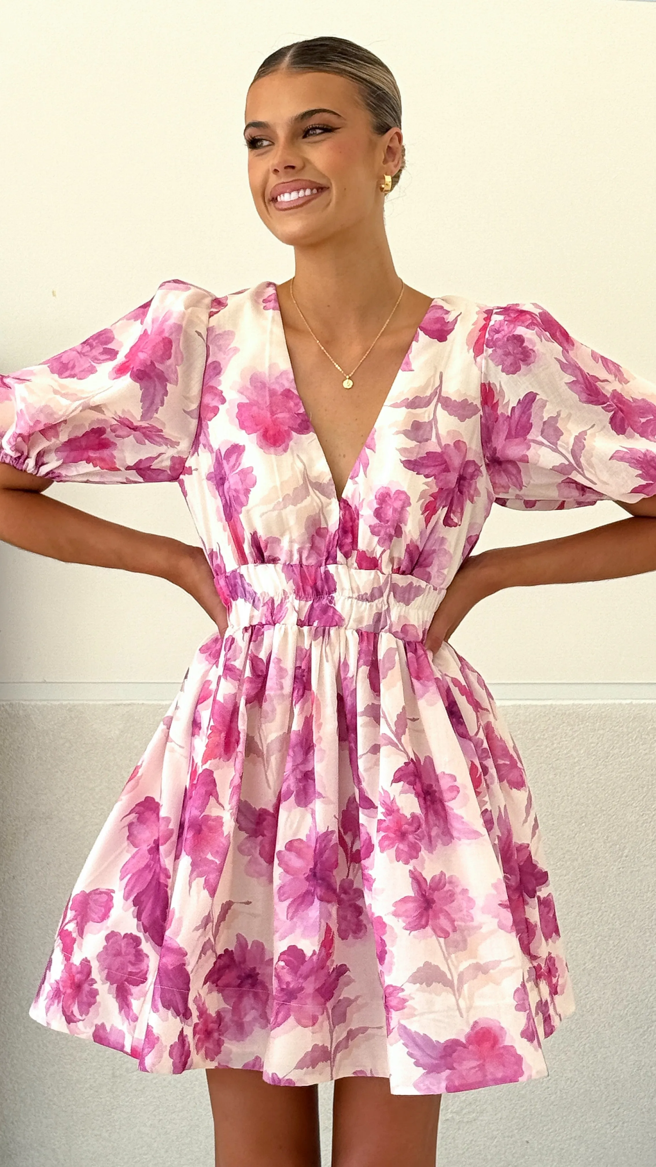 Erin Mini Dress - Pink Floral