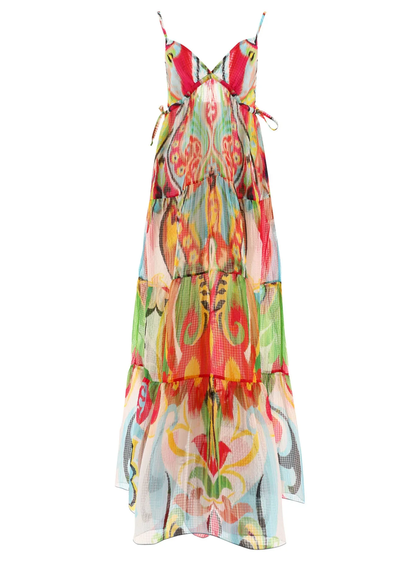 Etro Abstract Print Low-Back Tiered Dress