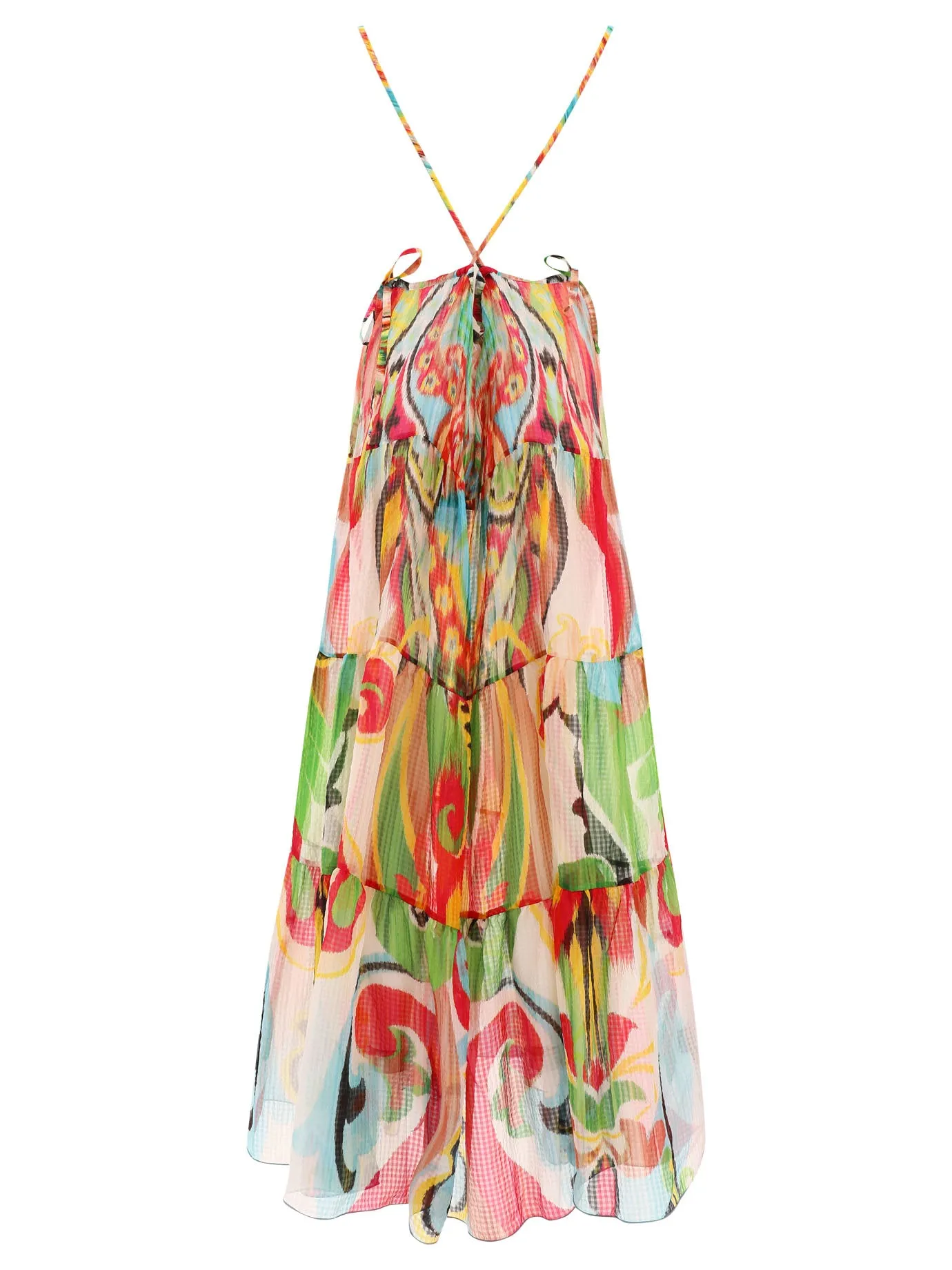 Etro Abstract Print Low-Back Tiered Dress