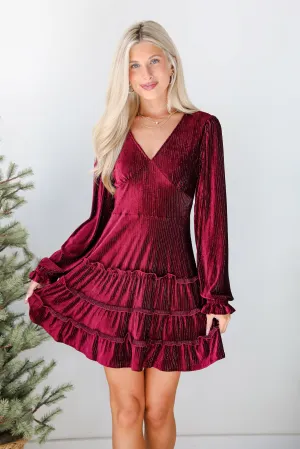 FINAL SALE - Heartful Romance Wine Velvet Mini Dress - DOORBUSTER