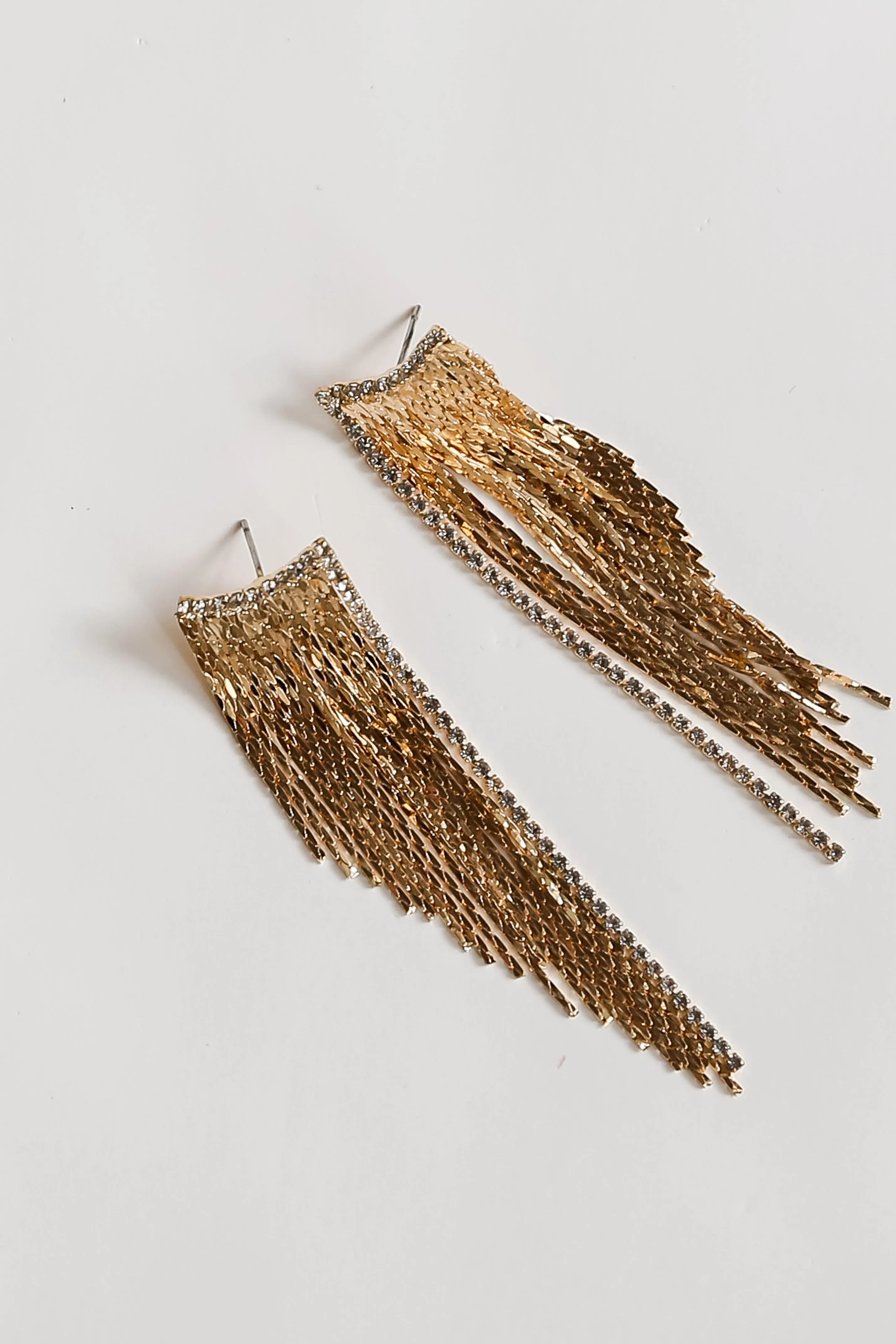 FINAL SALE - Riley Gold Rhinestone Fringe Earrings