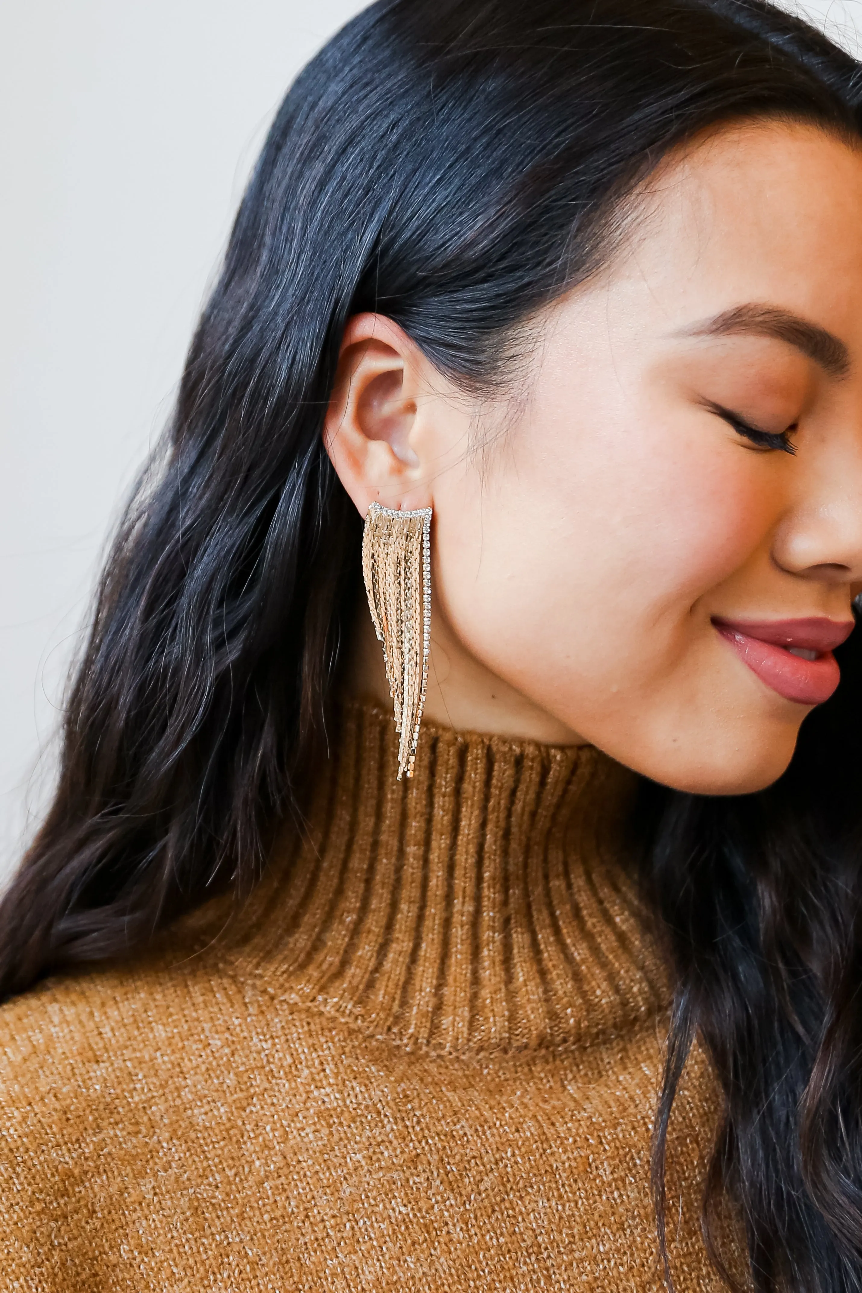 FINAL SALE - Riley Gold Rhinestone Fringe Earrings