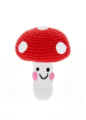 Friendly Plush Mushroom Rattle - Red