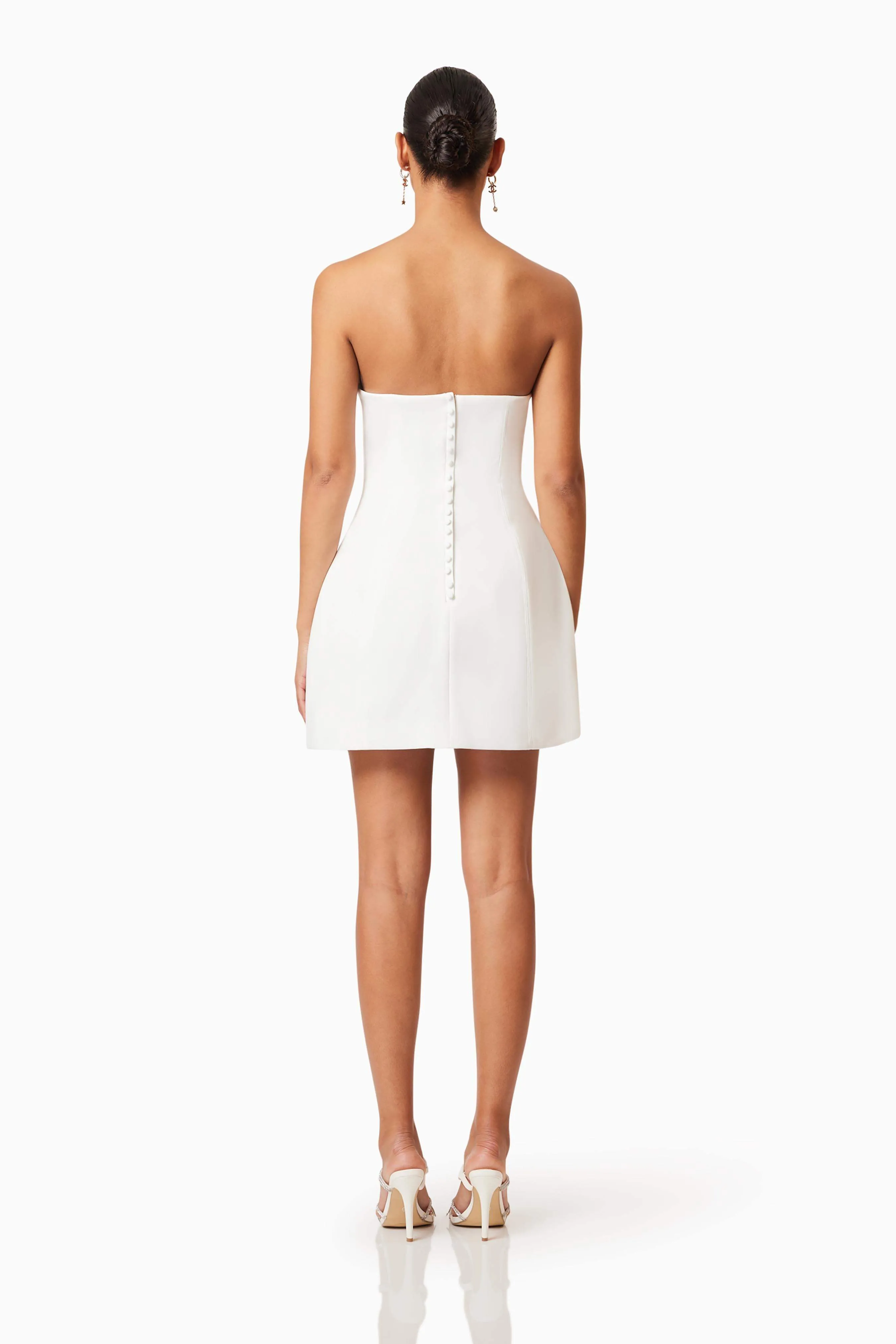 Geranium Strapless Party Dress In White