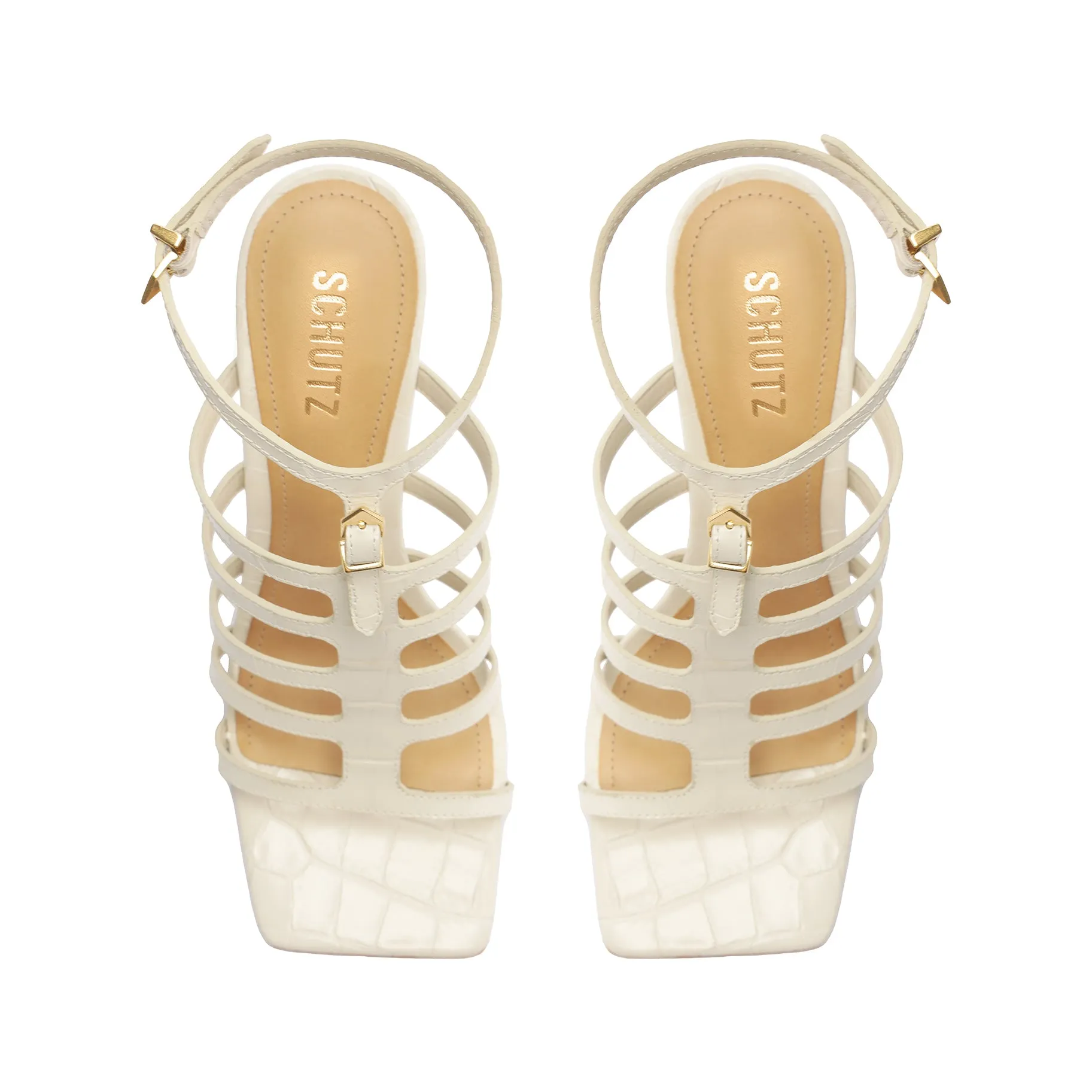Hayden Crocodile-Embossed Leather Sandal