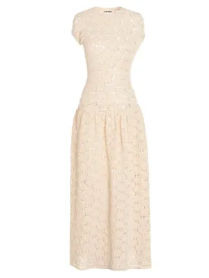 Jil Sander Lace-Detailed Short-Sleeved Maxi Dress