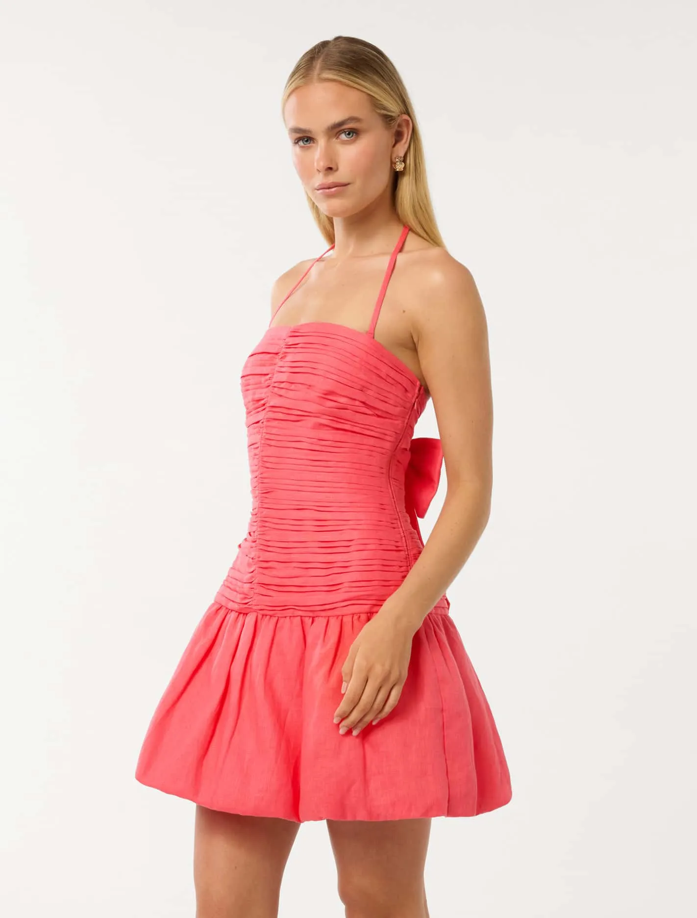 Kaia Ruched Bubble Hem Mini Dress