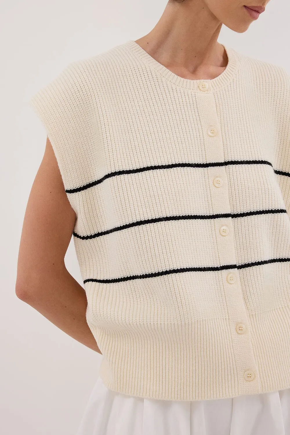 KATE CREAM STRIPE KNIT VEST