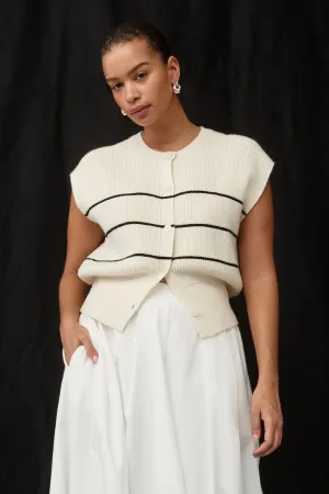 KATE CREAM STRIPE KNIT VEST