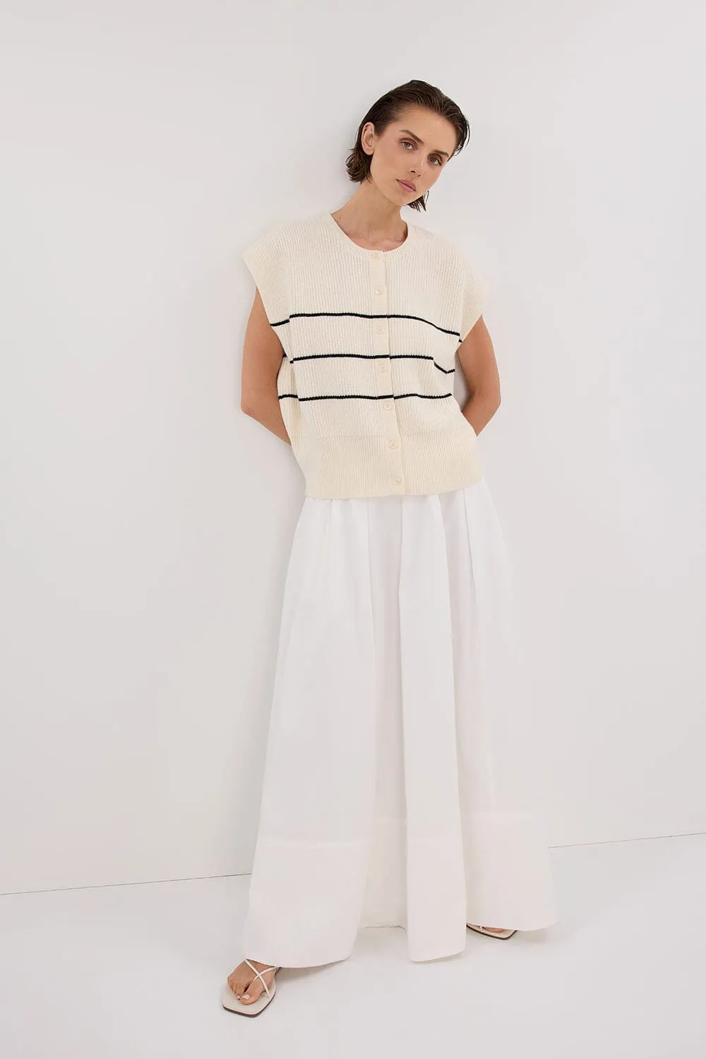 KATE CREAM STRIPE KNIT VEST