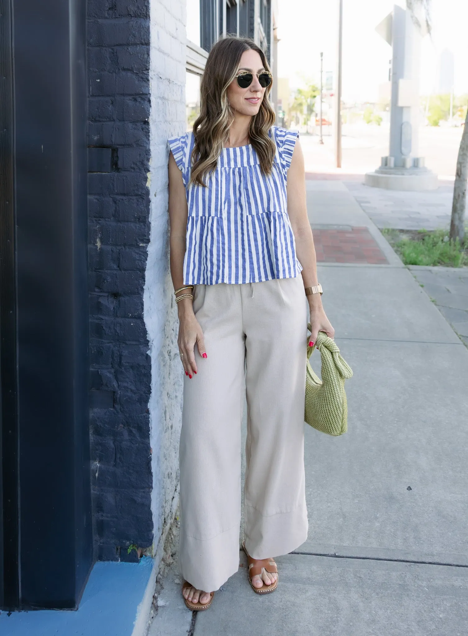 Koe Striped Babydoll Top