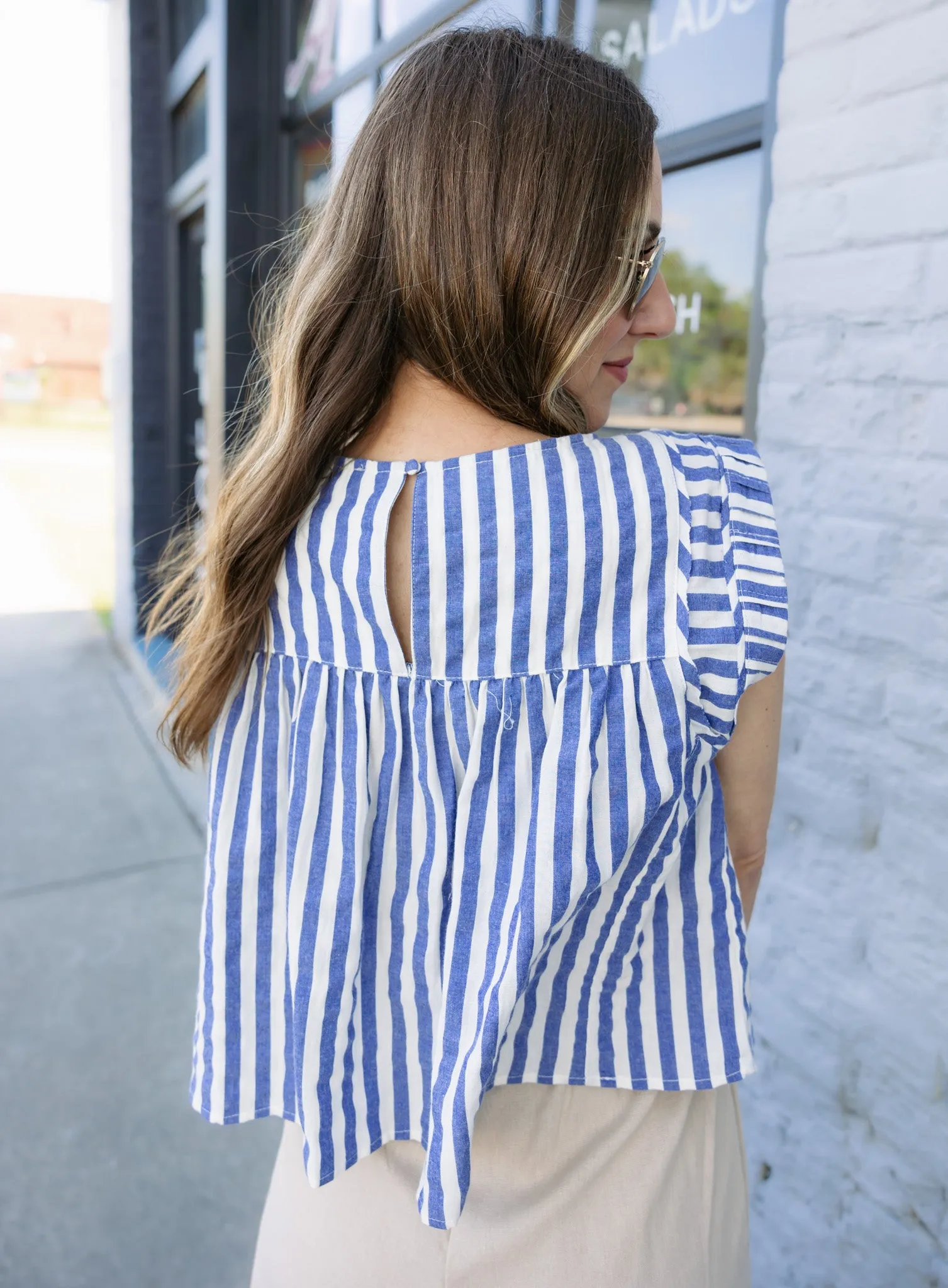 Koe Striped Babydoll Top