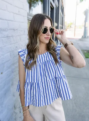 Koe Striped Babydoll Top