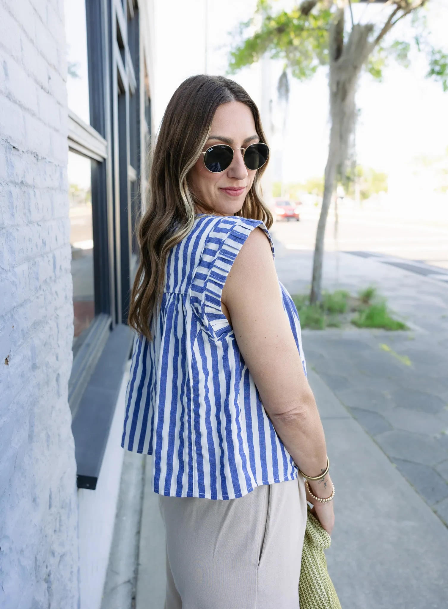 Koe Striped Babydoll Top