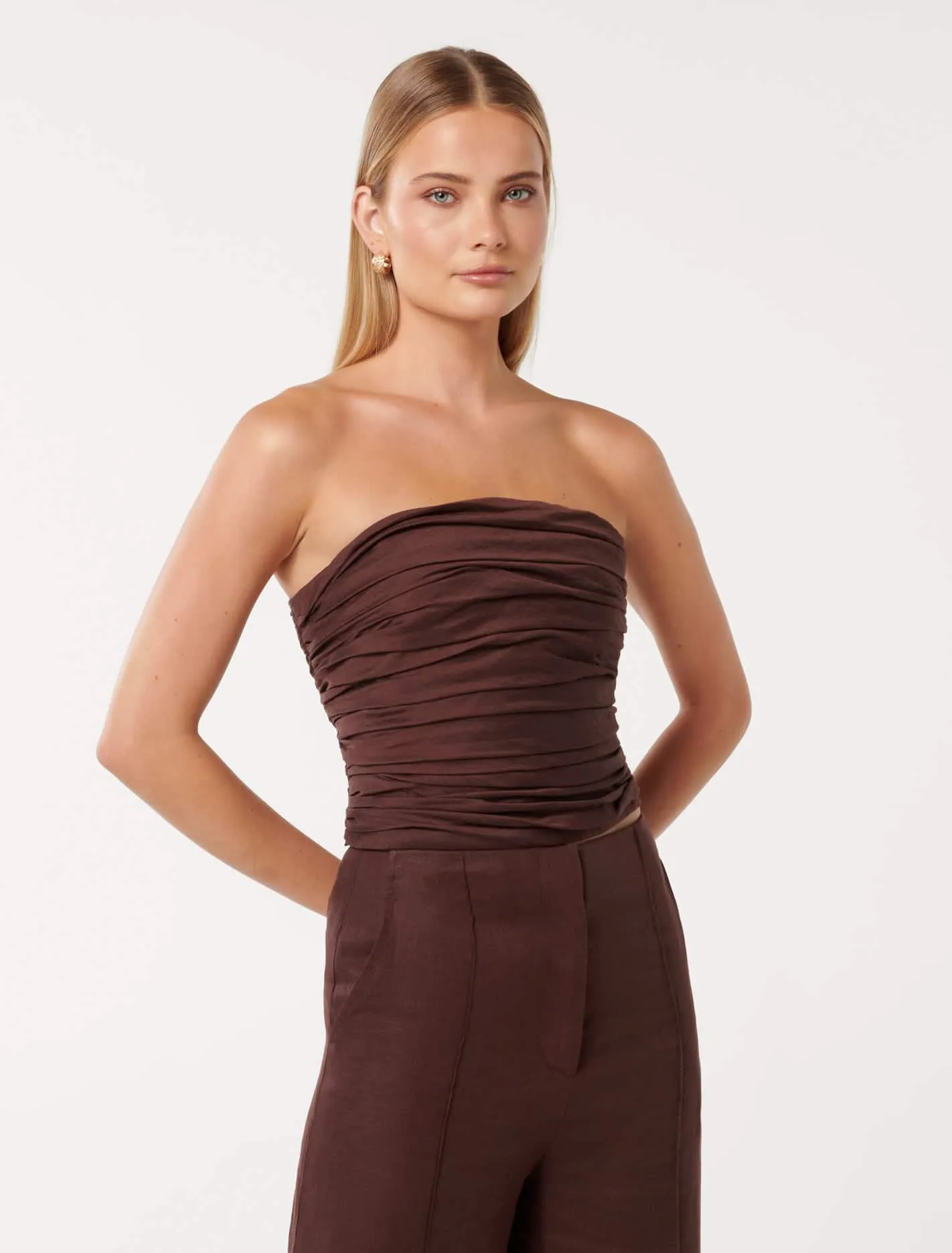 Laia Tucked Strapless Top
