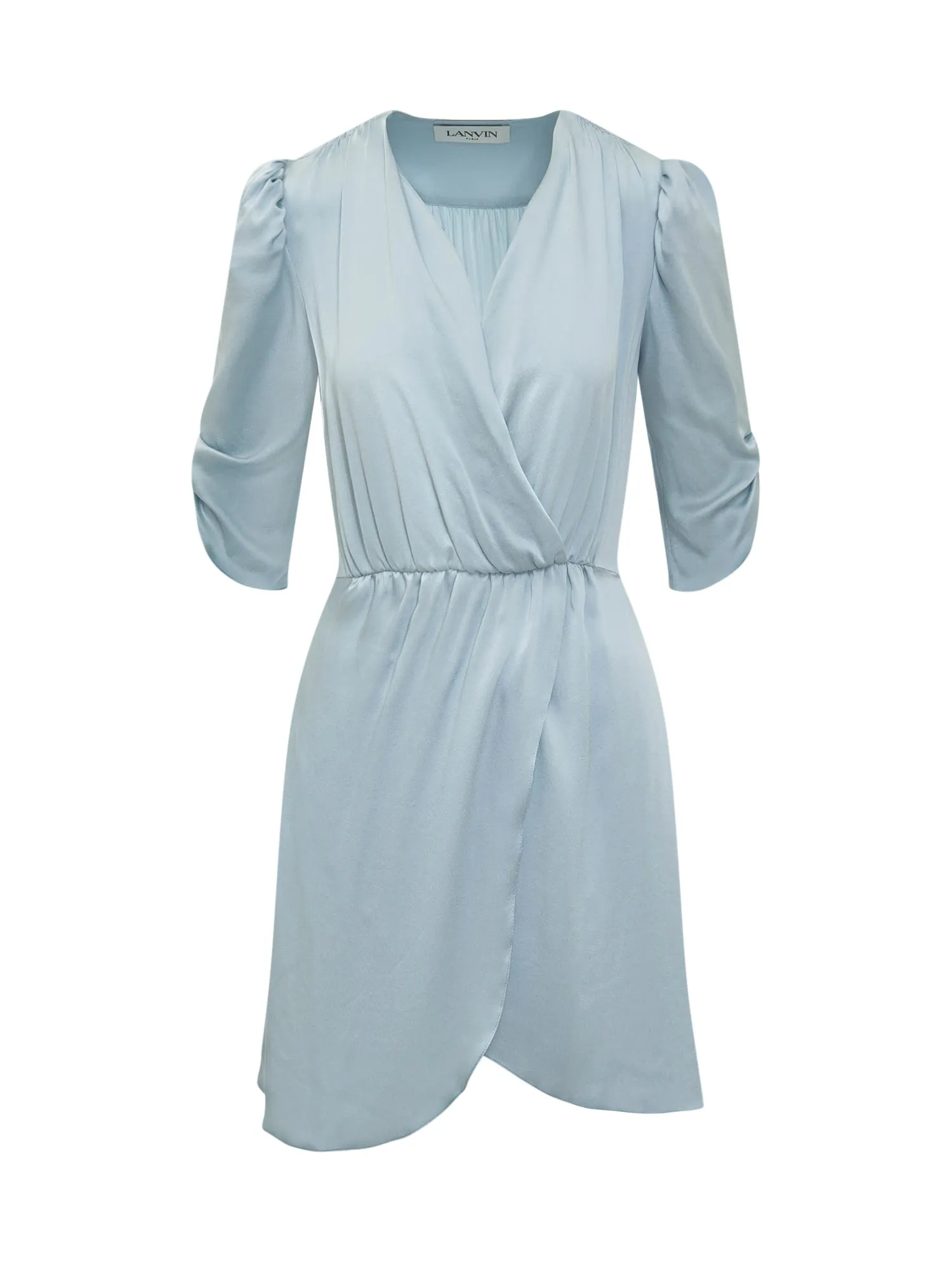Lanvin Gathered Detail Satin Mini Dress