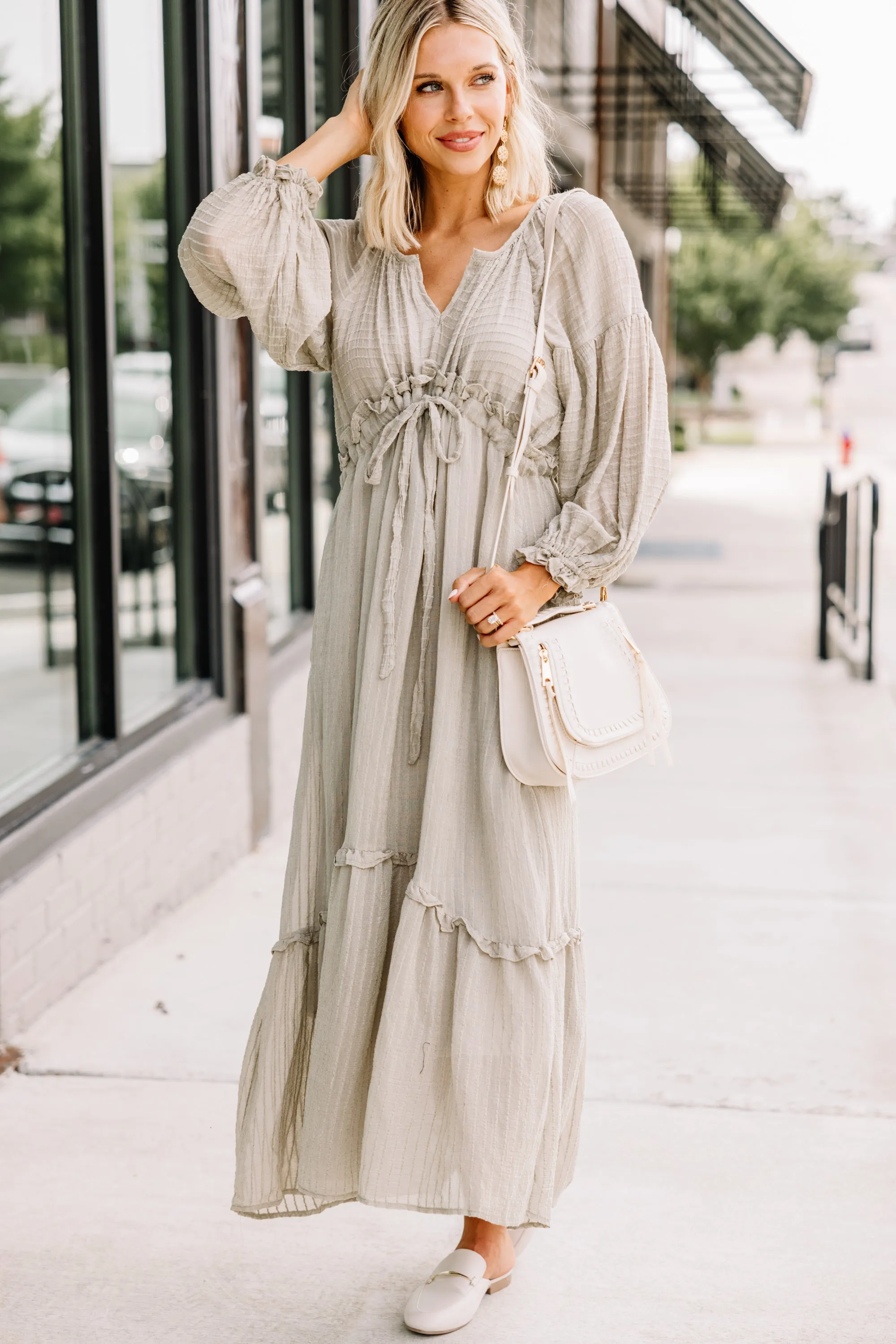 Lift You Up Light Olive Green Midi Dress