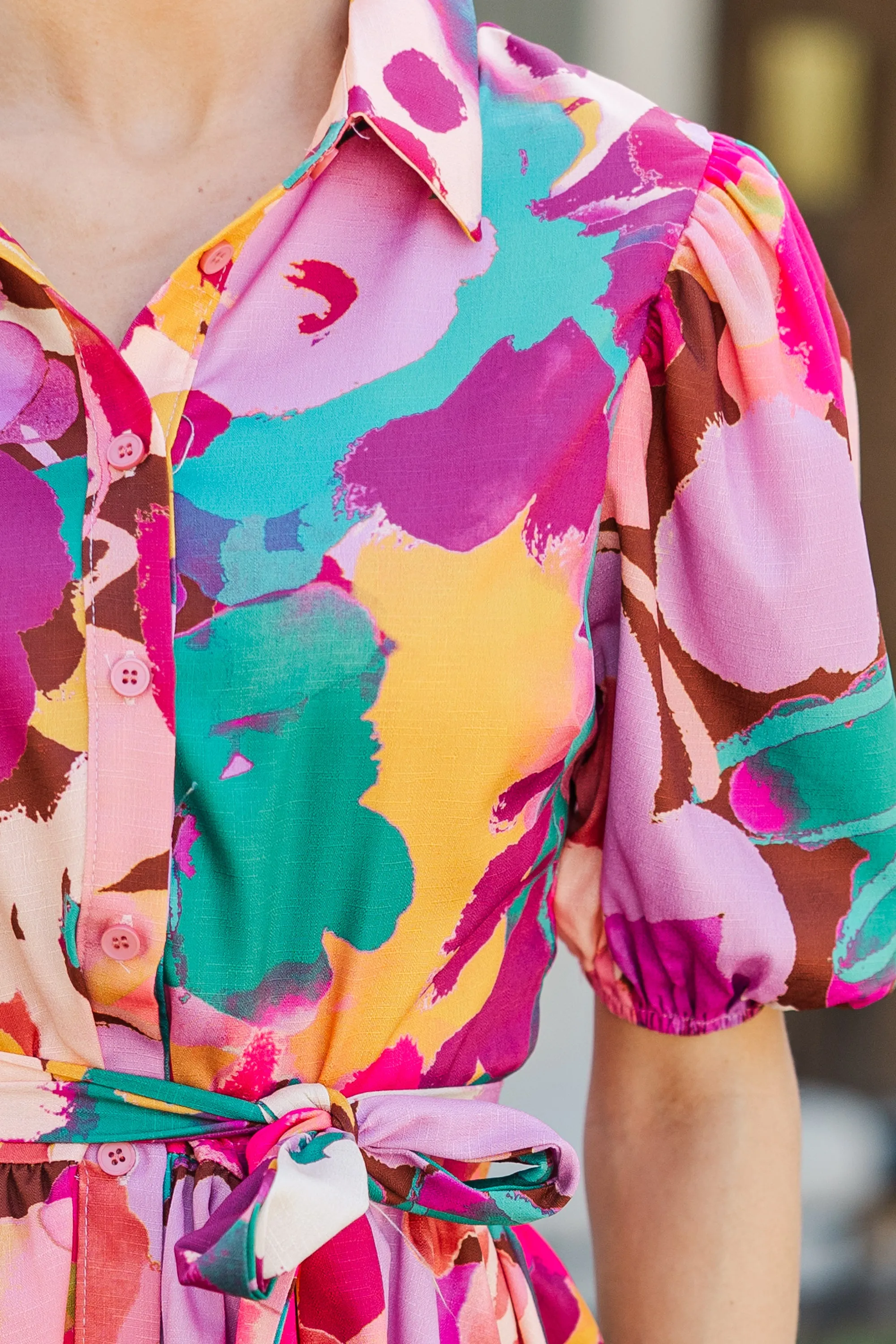 Live Loud Magenta Abstract Dress