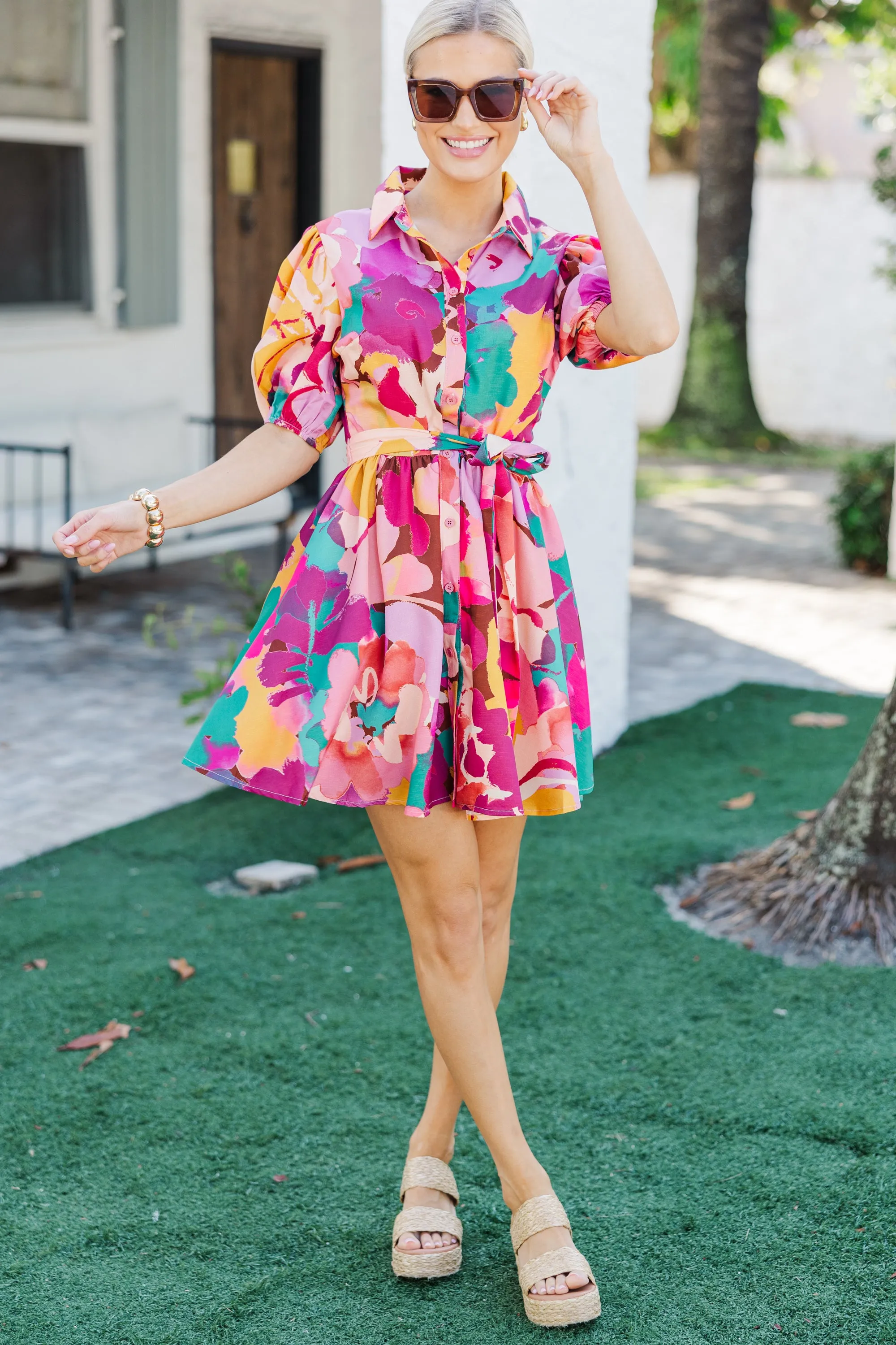 Live Loud Magenta Abstract Dress