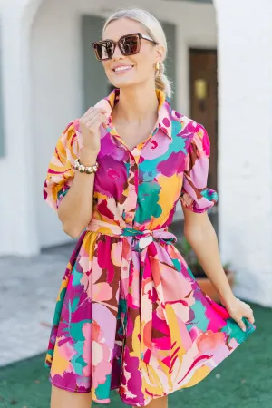 Live Loud Magenta Abstract Dress