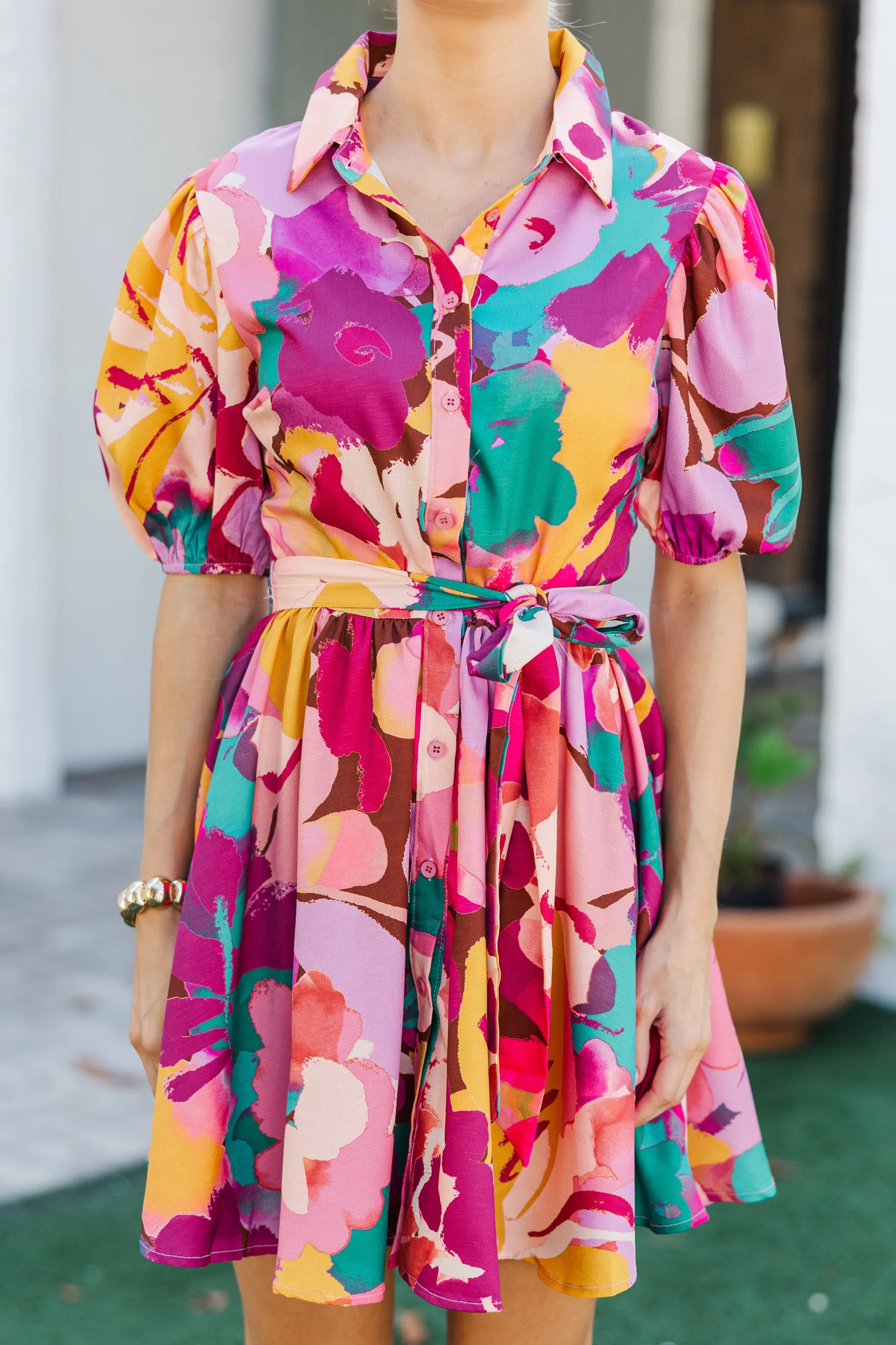 Live Loud Magenta Abstract Dress