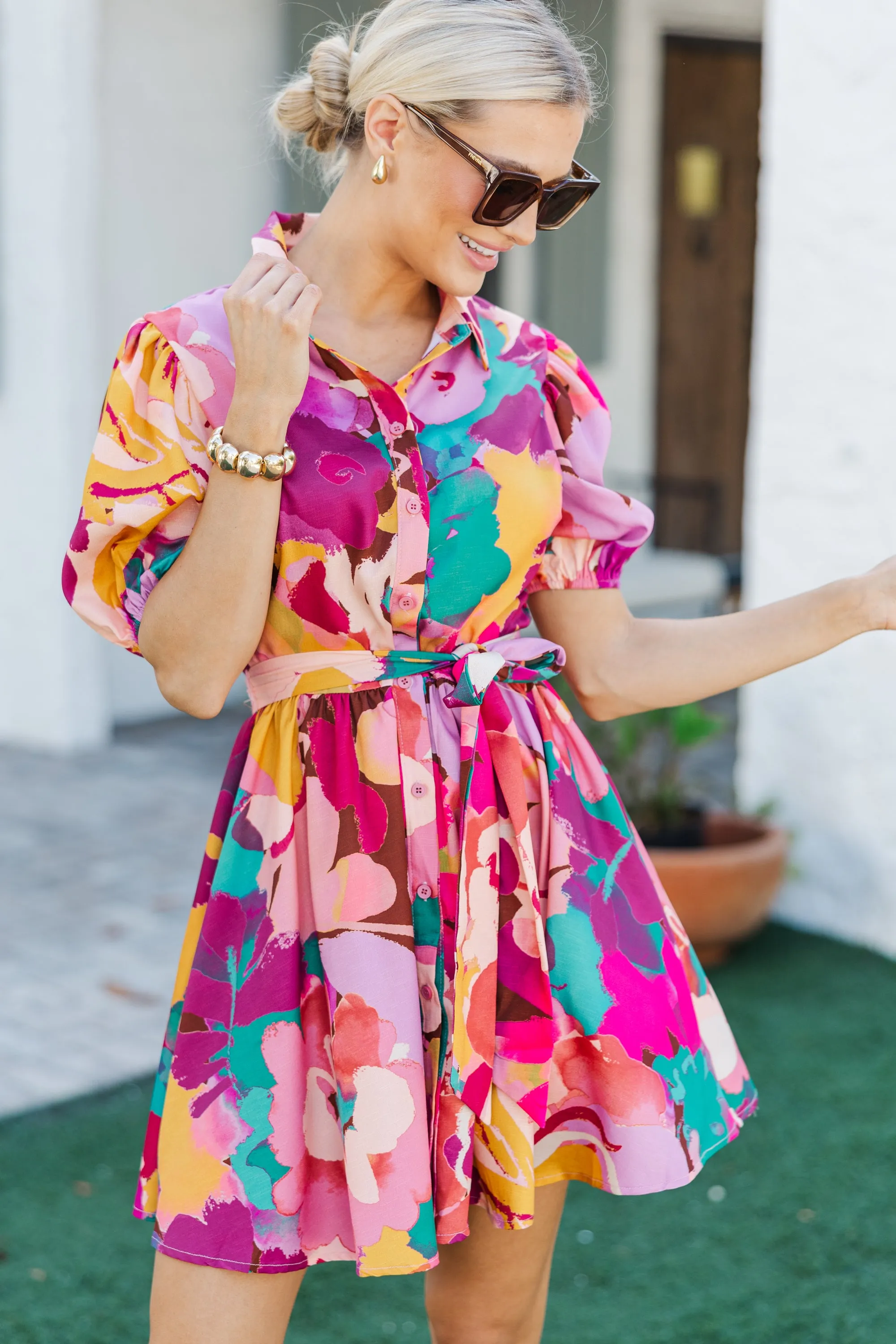 Live Loud Magenta Abstract Dress