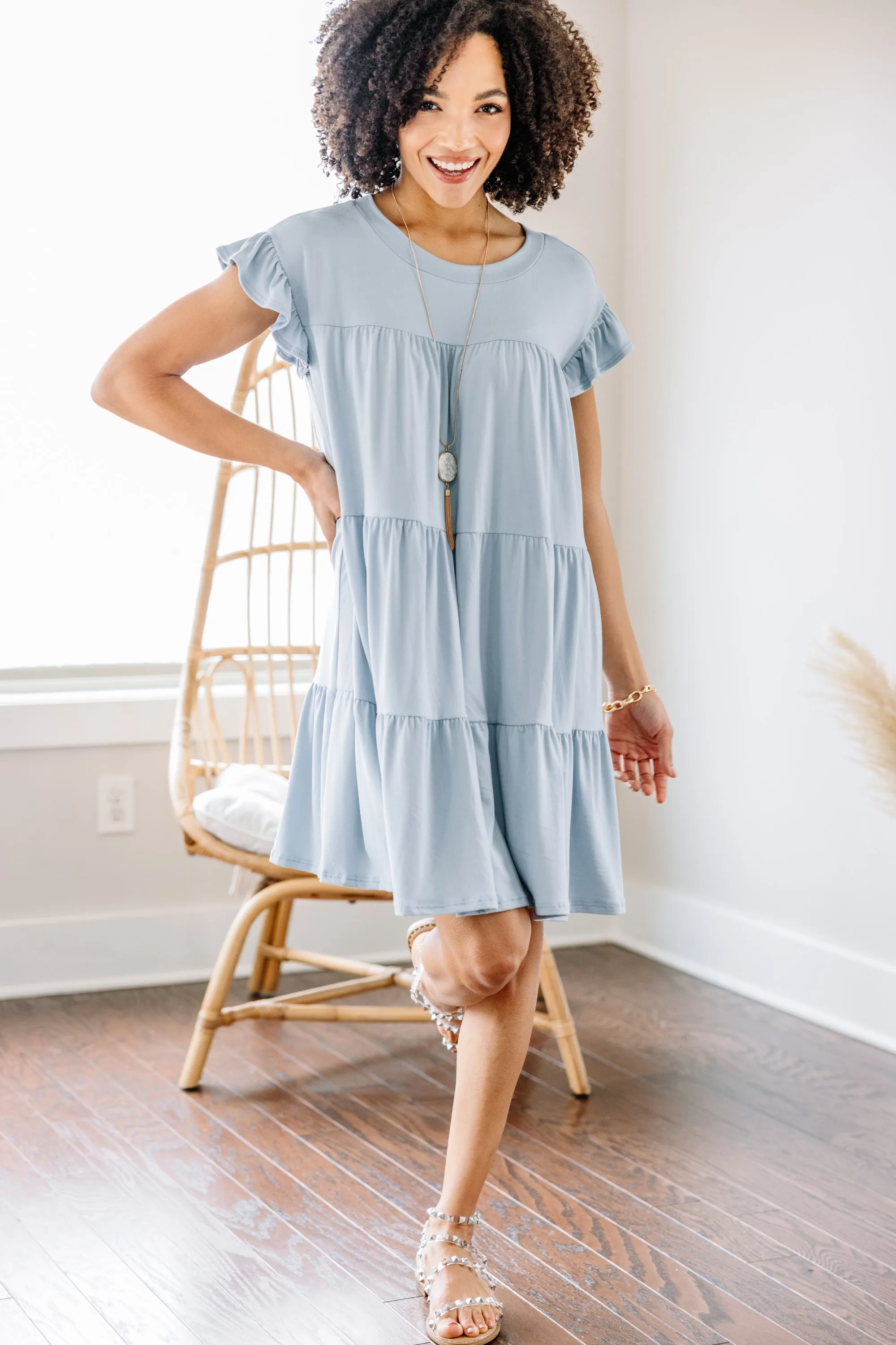 Living For Love Pale Blue Tiered Dress