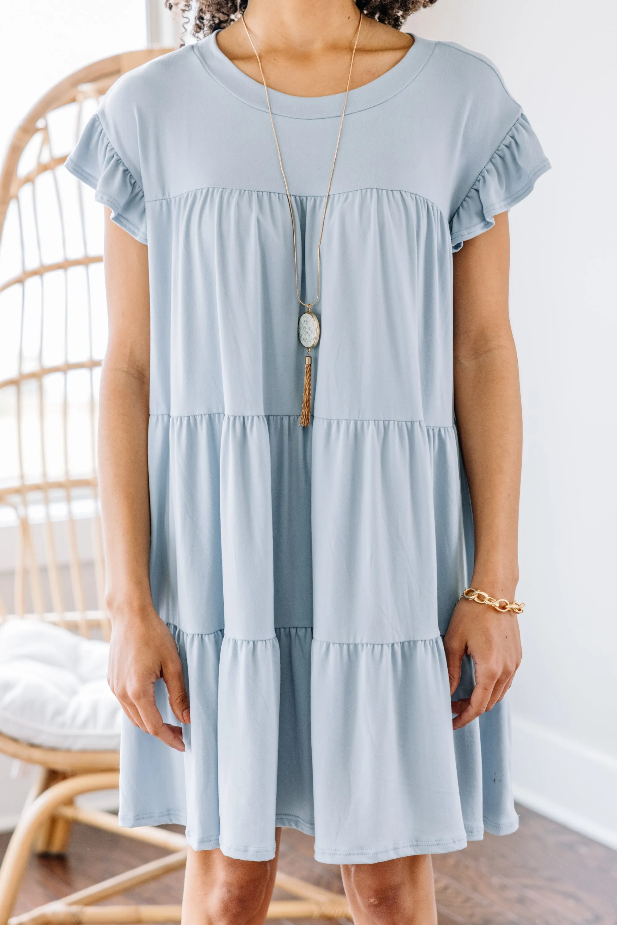 Living For Love Pale Blue Tiered Dress